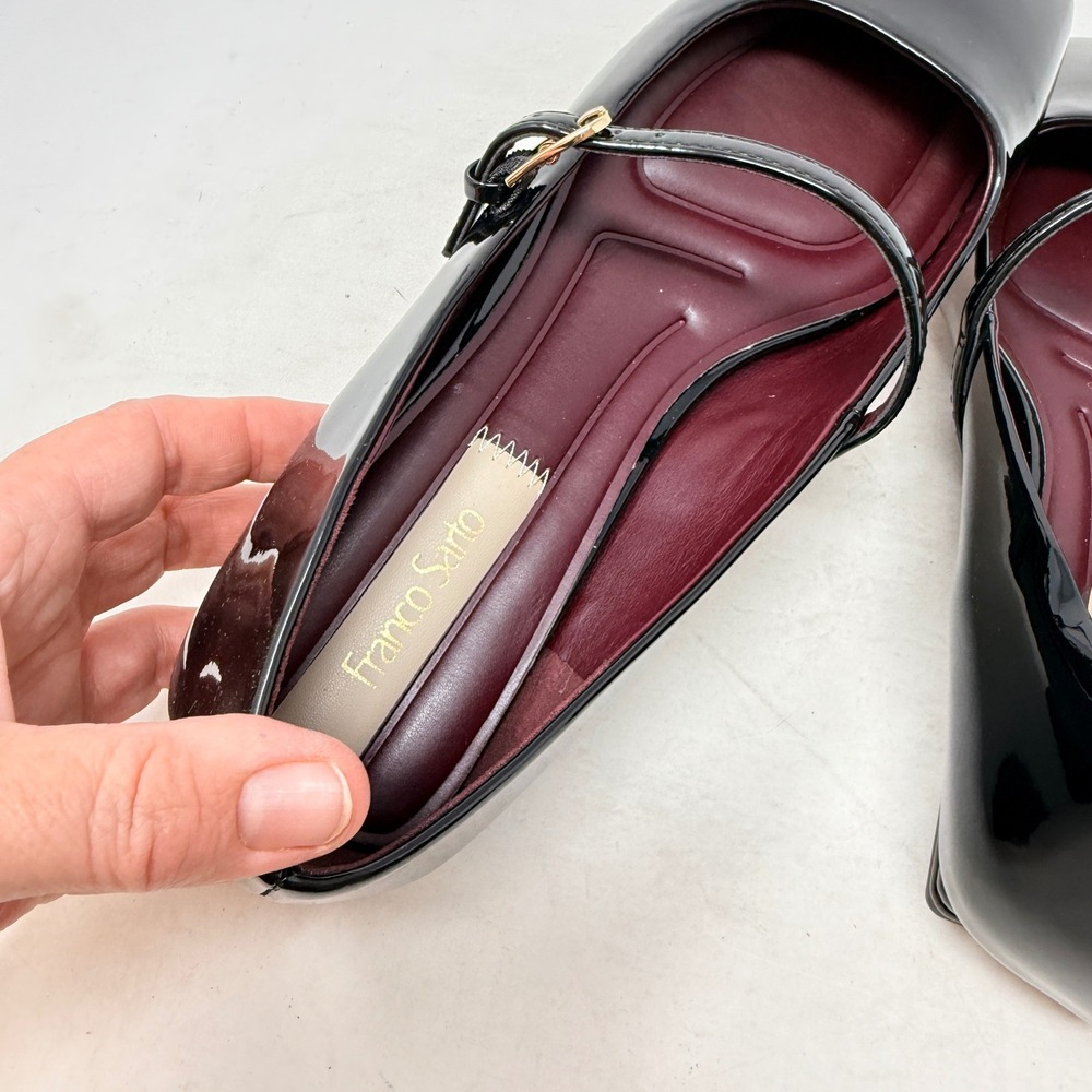 Franco Sarto Mary Jane Flats Black 9M Patent Leather Square Toe Tinsley - Picture 7 of 10